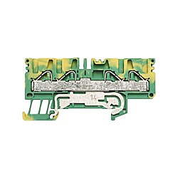 Schutzleiter-Reihenklemme, PUSH IN, 16 mm², 800 V, 76 A, Anzahl Anschlüsse: 2, Anzahl der Etagen: 1, grün / gelb PPE 2.5/4/4AN