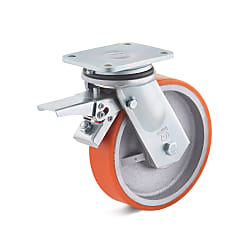 Swivel Castors with double stop and polyurethane wheel L-IL-PUZK-125-K-3-DSN