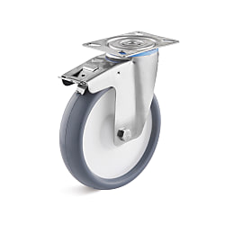 Stainless steel swivel Castors with double stop L-IV-TPBK-125-K-3-DSN