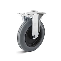 Fixed Castors with thermoplastic wheel, optical as with standard solid rubber wheels B-IL-STPK-080-R-GRAU