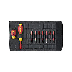 Wiha Schraubendreher und Bit Set slimVario® Schlitz, Phillips, Pozidriv 10-tlg. inkl. Falttasche