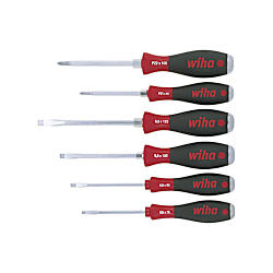 Wiha Schraubendreher Set SoftFinish® Schlitz, Pozidriv mit durchgehender Sechskantklinge und massiver Stahlkappe