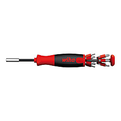 Wiha Schraubendreher mit Bit Magazin LiftUp 25 magnetisch gemischt mit 12 Bits, 1/4" 38601