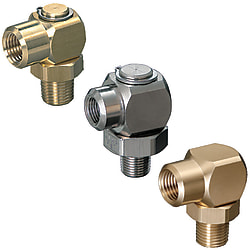 Connection adapter / L-shape / brass, stainless steel / two-sided external thread / rotatable