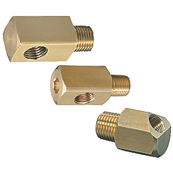 Connection adapter / L-shape / brass / conical male thread, conical female thread