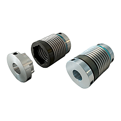Bellow couplings / grub screw locking, feather key DIN 6885, axial plug-in / bellows: stainless steel / body: aluminium / KB1P / KBK