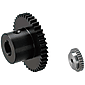 Spur gears / tooth width / hub dimension configurable / contact angle 20 degrees