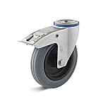 Swivel castor with double stop and back hole, thermoplastic wheel