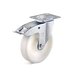 Swivel castor with double stop in the trailer and polyamide wheel