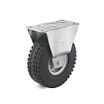 Fixed Castors with super-elastic wheel, on sheet steel care, 3-component tires