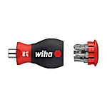 Wiha Schraubendreher mit Bit Magazin magnetisch Phillips, Schlitz mit 6 Bits, Stubby, 1/4"