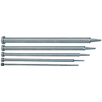 Core pins / head shape selectable / tool steel / nitrided / stepped / conical tip / machined end / shaft tolerance -0.01 ─ -0.02