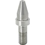 Locating pins / round / with collar / conical flat head / external thread