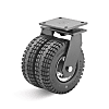 Swivel castor with super-elastic wheel, on steel rim, 3-component tires