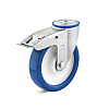 Swivel castor with back hole and double stop with polyurethane wheel
