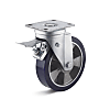 Swivel castor with double stop and elastic polyurethane wheel