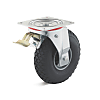 Swivel castor with double stop and airwheel