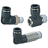 Push-in connectors / straight, L-shape / brass / nickel-plated / external thread, hexagon socket