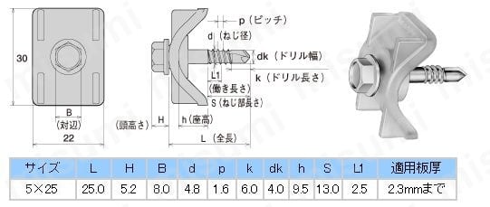 鉄 ジャックポイント ストッパー付き HEX:関連画像