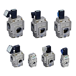Air Operated 3-Port Valve, Solenoid Valve Mounted Type, NVP11 Series NVP11-20A-12GS-3