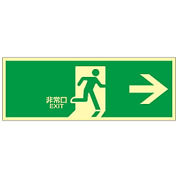 High Brightness Phosphorescent Emergency Exit Sign "Emergency Exit →" Luminescent LE-1801 071801