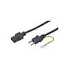 PSE Standard Power Cords - 3-Core with Straight Plug and Socket at Two Ends, A Plug with Ground Wire and C13 Socket