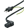 AC Cord - Double-Ended, Round Cable, A-2 Plug, Angled C13 Socket, Grounded