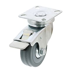 Casters -Light Load- Wheel Material: Rubber - Swivel Type + Stopper (C-CTAS75-R)