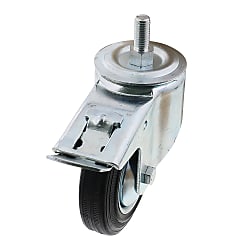 Screw-In Casters - Medium Load - Wheel Material: Rubber - Swivel Type + Stopper (C-CTMS100-R)
