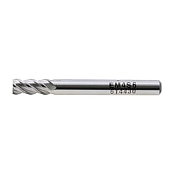 High-Speed Steel Square End Mill, 4-Flute, Short / Non-Coated Model (EM4S6.5)