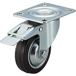 Casters - Medium Load - Wheel Material: Rubber - Swivel with Stopper (C-CTCS75-R)