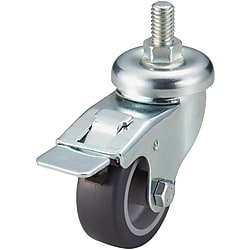 Screw-In Casters - Light Load - Wheel Material: TPE - Swivel with Stopper (C-CTLS75-T)