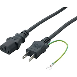AC Cord, Fixed Length (PSE), With Both Ends (With Earth), Cable Shape: Round (2MA-W-2)