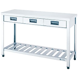 Stainless Steel Workbench, Drainboard Type, with Drawers, SUS430 Uniform Load (kg) 240 (KTO-600)