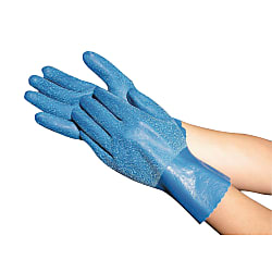 Natural Rubber Gloves Towaron Blue (with fabric lining) (161-L)