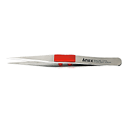 Stainless Steel Tweezers, Rubber Grip, Tapered Straight 