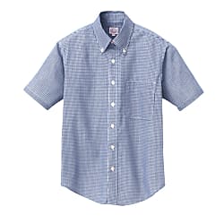 AZ-7825 Short-Sleeve Gingham Check Button Down Shirt (Unisex) (7825-010-4L)