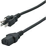 AC Cord, Fixed Length (PSE), With Both Ends, Black (Rated Current: 7 A)