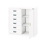Library, Combination Bookcase One-Side Opening Type (White)