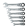 Short Ratchet Combination Wrench Set (Flex Head Type) [6 Pieces]