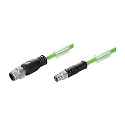 Datenleitung (konfektioniert) Kupfer, Verbindungsleitung, M12 / M8, Stift, gerade - Stift, gerade, geschirmt 1296790750