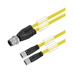 Sensor-Aktor-Adapterleitung (konfektioniert) , Verbindungsleitung, M12 / M8, Zwillingsleitung, Stift, gerade, 2x Buchse, gerade 1093251000