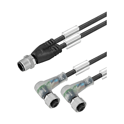 Sensor-Aktor-Adapterleitung (konfektioniert) , Verbindungsleitung, M12 / M12, Zwillingsleitung, schwarz 1466210300