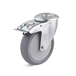 Swivel Castors with lock fixing and double stop, thermoplastic wheel L-IL-TPBK-200-K-1-DSN-EC