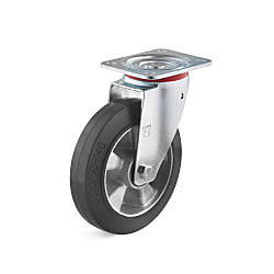 Swivel castor with elastic solid rubber wheel