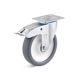 Swivel Castors with double stop and thermoplastic wheel L-IL-STPK-125-K-3-DSN-GRAU