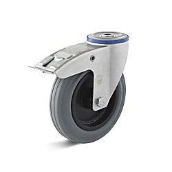 Swivel Castors with double stop and back hole, thermoplastic wheel L-IL-STPK-080-R-1-DSN-GRAU