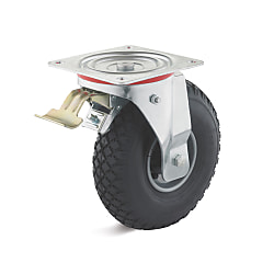 Swivel castor with double stop and airwheel L-IP-LRS4-245-R-3-DSV