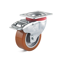 Swivel castor with double stop in the wake and polyurethane wheel L-IM-PUZA-125-K-3-DSN
