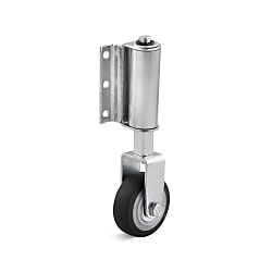 Ladder with wheel made of thermoplastic rubber, with cone ball bearing